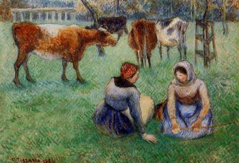 卡米耶 畢沙羅 Seated Peasants Watching Cows 卡米耶 畢沙羅 Seated Peasants Watching Cows